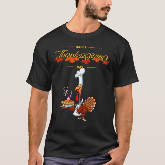 Happy Thanksgiving Pilgrim Turkey Day  Fall Season T Shirt (Framsida)