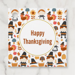 Happy thanksgiving Pilgrims Harvest Mönster Gåvor Etiketter
