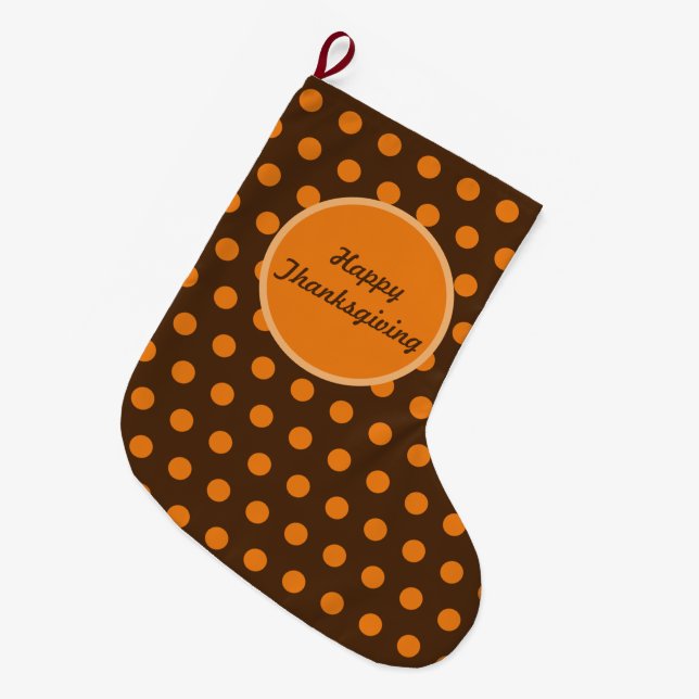 Happy thanksgiving Polka Dot Reversible Stocking Stor Julstrumpa (Framsidan (Hängande))