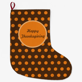 Happy thanksgiving Polka Dot Reversible Stocking Stor Julstrumpa