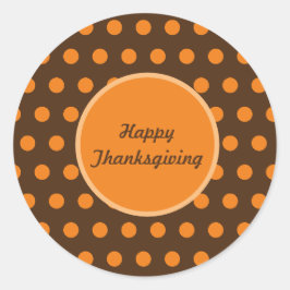 Happy thanksgiving Polka Dot Round Stickers Runt Klistermärke