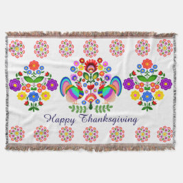 Happy thanksgiving. Polska designblommor. Filt