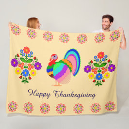 Happy thanksgiving. Polska designblommor. Fleecefilt