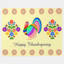 Happy thanksgiving. Polska designblommor. Fleecefilt