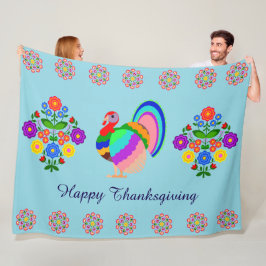 Happy thanksgiving. Polska designblommor. Fleecefilt