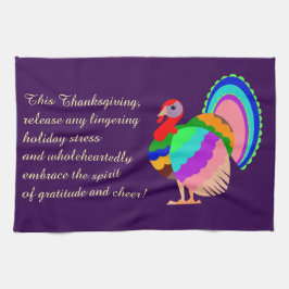 Happy thanksgiving. Polska designblommor. Kökshandduk