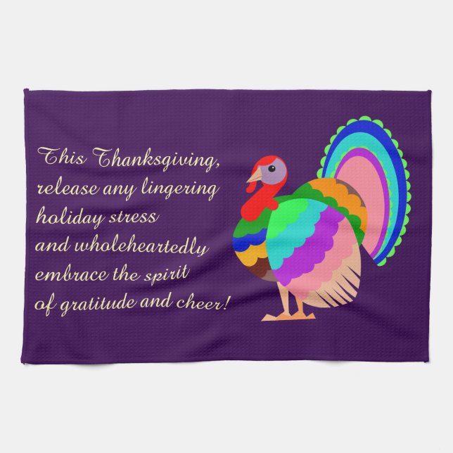 Happy thanksgiving. Polska designblommor. Kökshandduk (Horisontell)