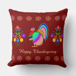 Happy thanksgiving. Polska designblommor. Kudde