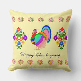 Happy thanksgiving. Polska designblommor. Kudde