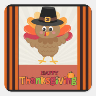Happy thanksgiving, populär design, Oval Sticker Fyrkantigt Klistermärke