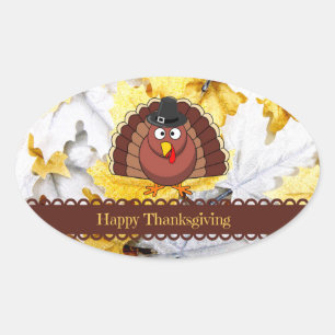 Happy thanksgiving, populär design, Oval Sticker Ovalt Klistermärke