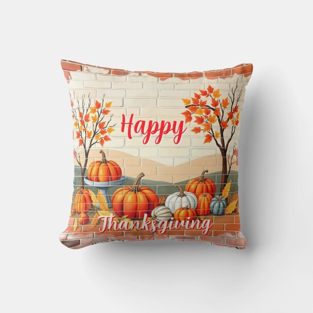 Happy thanksgiving Popular Fall Kudde (Framsida)