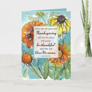 Happy thanksgiving Psalm Fall Flowers Kort