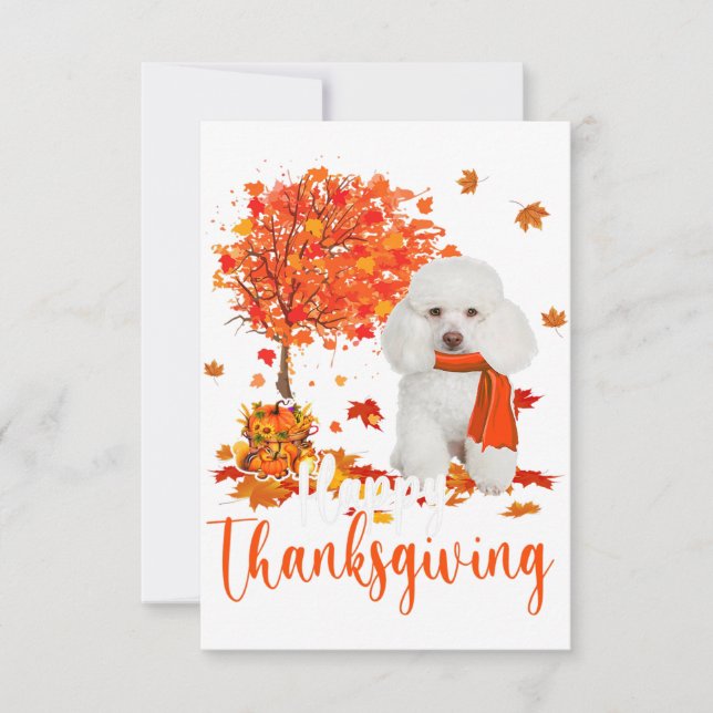 happy thanksgiving pudel och träd pudel under höst (Framsida)
