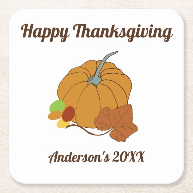 Happy thanksgiving-pumpa Papper Underlägg (Framsidan)