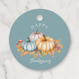 Happy thanksgiving Pumpblåblått blommigt Gåvor Etiketter