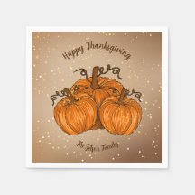 Happy thanksgiving Pumpkin Glitter Pappersservett