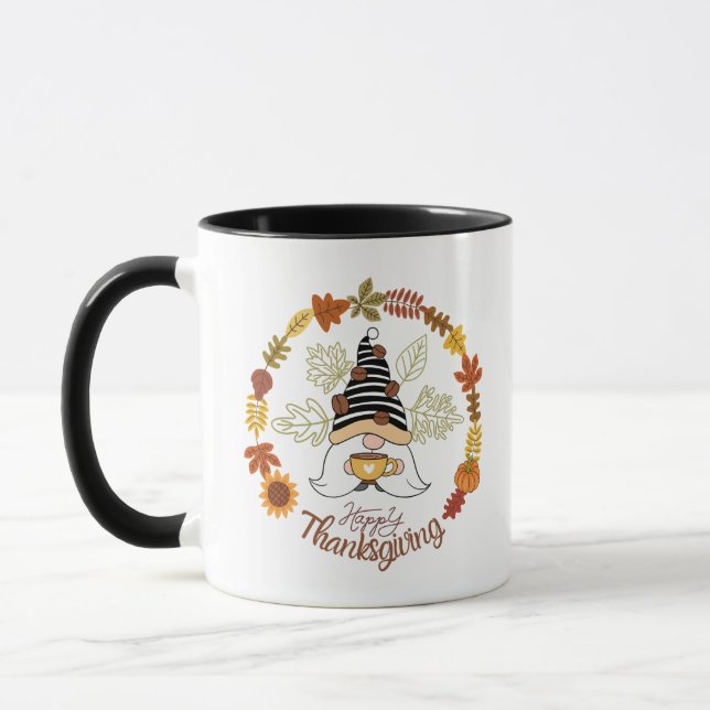 Happy thanksgiving Pumpkin Gnome Coffee Autum mood Mugg (Vänster)