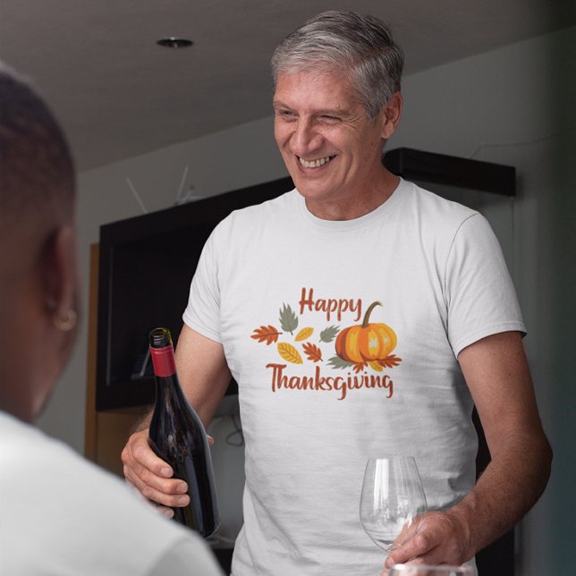 Happy thanksgiving Pumpkin Höst löv Flat T Shirt (happy thanksgiving t shirt)