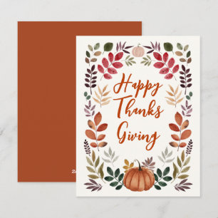 Happy thanksgiving Pumpkin & Höst löv Julkort