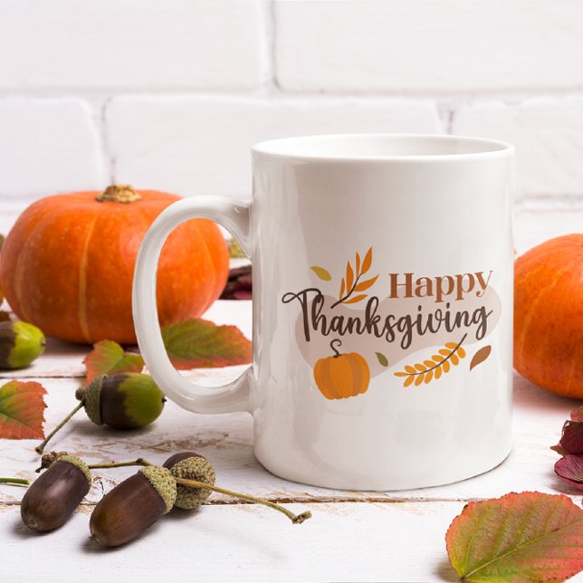 Happy thanksgiving Pumpkin Höst löv Kaffemugg (Happy thanksgiving mug)