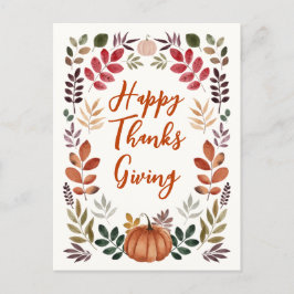 Happy thanksgiving Pumpkin & Höst löv Vykort