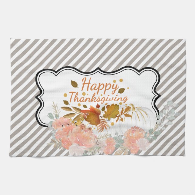  Happy thanksgiving Pumpkin Kitchen Towel Kökshandduk (Horisontell)