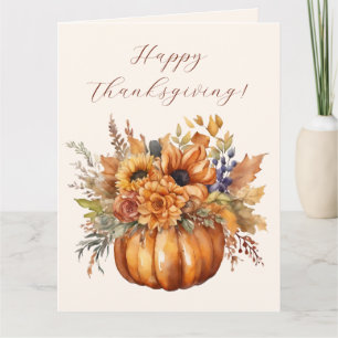 Happy thanksgiving-Pumpkin med Flowers- Kort