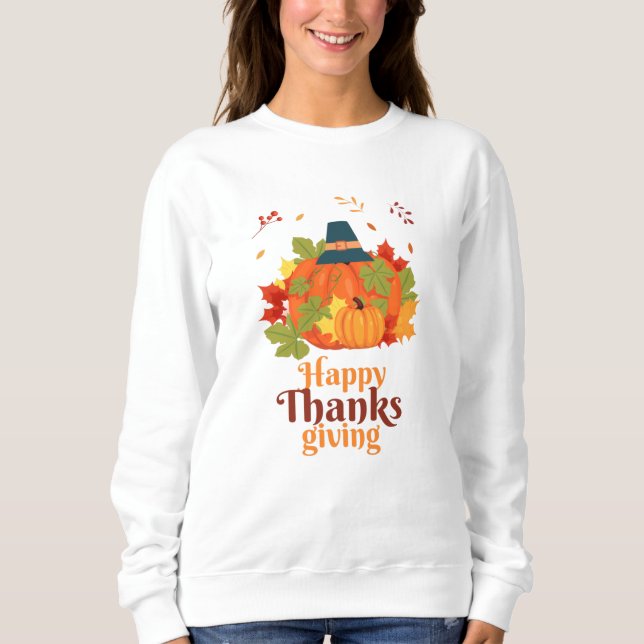 Happy thanksgiving Pumpkin med hattämnen och Lämna T Shirt (Framsida)