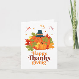 Happy thanksgiving Pumpkin med hattämnen och Löv Inbjudan