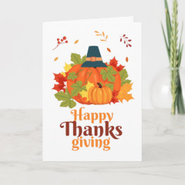 Happy thanksgiving Pumpkin med hattämnen och Löv Inbjudan