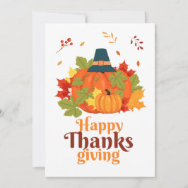 Happy thanksgiving Pumpkin med hattämnen och Löv Inbjudningar
