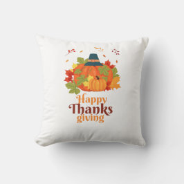 Happy thanksgiving Pumpkin med hattämnen och Löv Kudde
