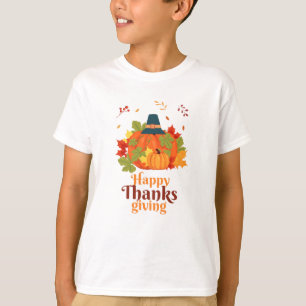 Happy thanksgiving Pumpkin med hattämnen och Löv T Shirt