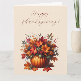 Happy thanksgiving-Pumpkin med Höst löv Kort