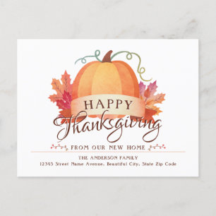 Happy thanksgiving Pumpkin New Home Adress Flytta Meddelande Vykort
