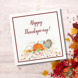 Happy thanksgiving Pumpkin och Turkiet Pappersservett
