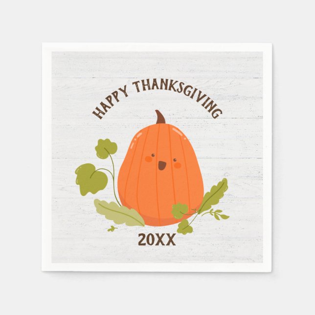 Happy thanksgiving Pumpkin Papper Plate Pappersservett (Framsidan)