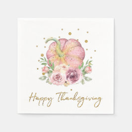 Happy thanksgiving Pumpkin Rosa Guld Napkins Pappersservett