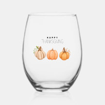 Happy thanksgiving Pumpkin Stemless Vin Glass