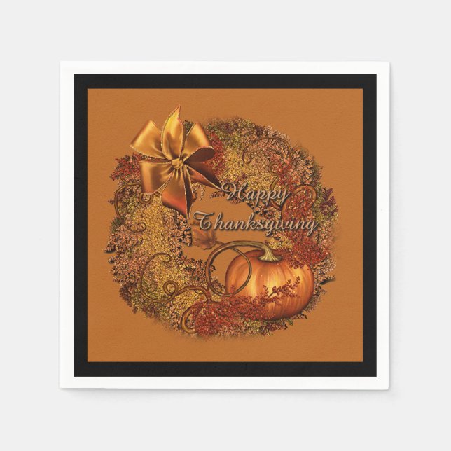 Happy thanksgiving Pumpkin Wand Napkins Pappersservett (Framsidan)