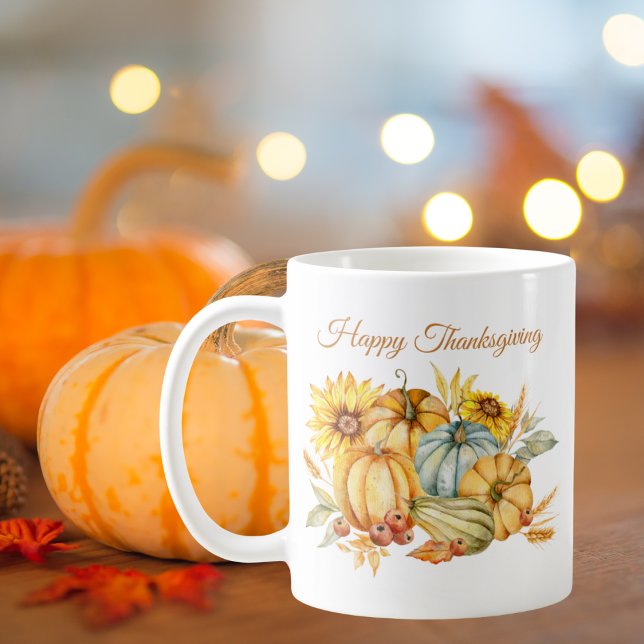 Happy thanksgiving Pumpkin Watercolor Kaffemugg (Skapare uppladdad)