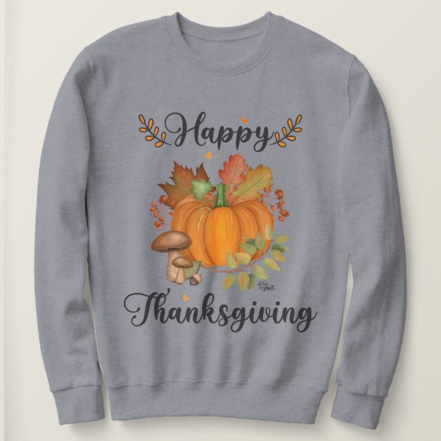 Happy thanksgiving, Pumpkin Women's Sweatshirt T Shirt (Design framsida)