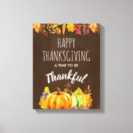 Happy thanksgiving Pumpkins and Autumn Foliage Canvastryck