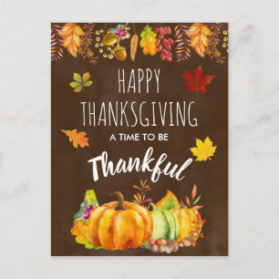 Happy thanksgiving Pumpkins and Autumn Foliage Helg Vykort