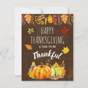 Happy thanksgiving Pumpkins and Autumn Foliage Julkort