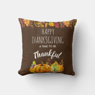 Happy thanksgiving Pumpkins and Autumn Foliage Kudde