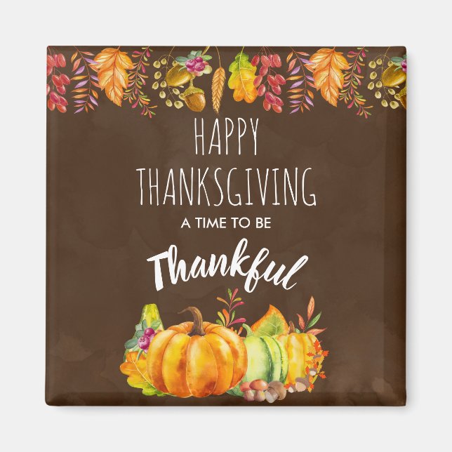 Happy thanksgiving Pumpkins and Autumn Foliage Magnet (Framsidan)