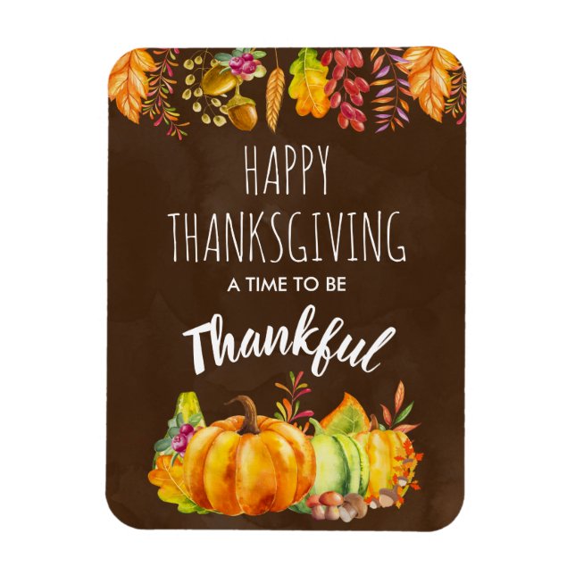 Happy thanksgiving Pumpkins and Autumn Foliage Magnet (Vertikal)