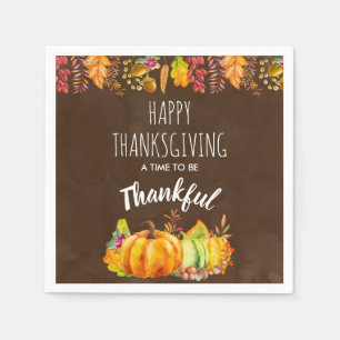 Happy thanksgiving Pumpkins and Autumn Foliage Pappersservett